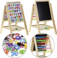 DREWNIANA TABLICA MAGNETYCZNA KREDOWA SUCHOŚCIERALNA LICZYDŁO LITERKI