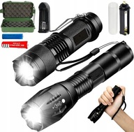 Zestaw 2x latarka taktyczna LED CREE XM-L T6 | zoom, walizka, akumulatory