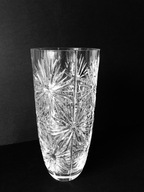 Nowoczesny kryształowy wazon / cięte rozety / Vintage / modne szkło PRL