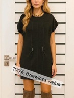 100% Virgin wool sukienka ciepła o luźnym kroju roz.42