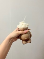 Kubek miś 300 ml | viralowy kubek ze szkła + rurka