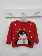 MATALAN Świąteczny sweter sweterek pingwin dziewczynka 80 - 86 cm