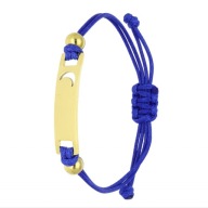 67728 Bransoletka złota stal chirurgiczna sznurkowa z blaszką