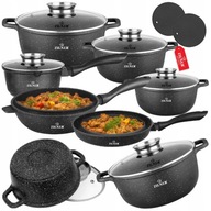 KOMPLET GARNKÓW INDUKCJA MARMURKOWYCH GAZ ZESTAW GARNKI PATELNIA RONDEL