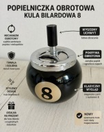 Popielniczka obrotowa kula bilardowa 8 czarna metal retro
