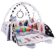 DUŻA MATA EDUKACYJNA 4w1 MIĘKKA INTERAKTYWNA Z PIŁKAMI I PODUSZKĄ