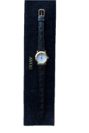 Zegarek damski AVON Quartz, złoty, biała tarcza skórzany pasek, nieużywany