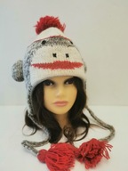 CZAPKA USZATKA WEŁNIANA KNITWITS NEPAL MAŁPKA ORYG