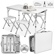 ZESTAW TURYSTYCZNY KEMPINGOWY STOLIK Z 4 KRZESŁAMI BIAŁY WYJAZDY GRILL