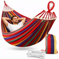 BRAZYLIJSKI HAMAK OGRODOWY XXL 2 OSOBOWY + TORBA PODUSZKA WYTRZYMAŁY