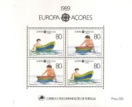 Portugalia Azory 1989 Znaczki Blok 10 ** Europa CEPT dzieci gry i zabawy