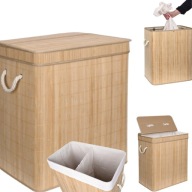 KOSZ NA PRANIE PROSTOKĄTNY WOLNOSTOJĄCY BAMBUSOWY BEŻOWY BRĄZOWY 100L