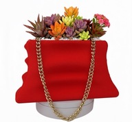 Nowoczesna doniczka Torebka czerwona osłonka plastikowa dekoracja 12 cm