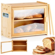 CHLEBAK BAMBUSOWY DREWNIANY DWUPOZIOMOWY PIĘTROWY POJEMNIK NA PIECZYWO