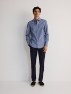 RESERVED koszula z lnem len slim fit niebieska M
