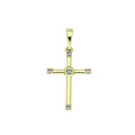 86704 Zawieszka stal chirurgiczna 316L pozłacana 14k krzyżyk z cyrkoniami