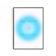 PLAKAT, ZNAKI ZODIAKU, AURA POSTER, AQUARIUS, PLAKATY NA ŚCIANĘ, B2 50x70
