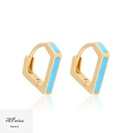 Eap24795 Kolczyki dziecięce złocone kły 0.2/1.2cm niebieskie