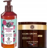 Yves Rocher 1 x Riche Creme: Dzień/Noc 75ml + Mleczko z Maliną