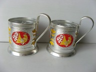 KOSZYCZKI uchwyty do SZKLANEK KOGUT złote KOGUTY Rosja Związek Radziecki