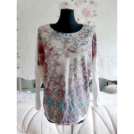 BLUZKA BOHO ALA NIETOPERZ PRZEDŁUŻANA ORNAMENT kwiatowa wzory kwiatowe