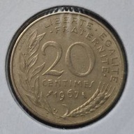 *FRANCJA [0112]*20 centymów CENTIMES 1967 Piąta Republika, Marianna Rośliny