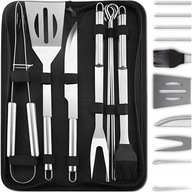 AKCESORIA DO GRILLOWANIA ZESTAW DO GRILA PRZYBORY SZTUĆCE ETUI SZCZYPCE