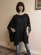 THOM BY THOMAS RATH grafitowy sweter ponczo 50% wełna ONE SIZE