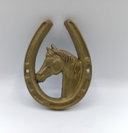 Podkowa z mosiądzu z głową konia - odlew bardzo ładna 10cm - vintage