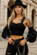 H-4 black h4 design Bluzka top czarny gorset bufki plisy oversize l xl xxl