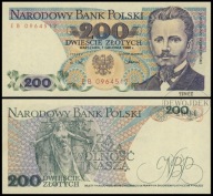 BNU - POLSKA PRL 200 złotych 1988 EB 1100255 PIERWSZA SERIA # P190f # st 1