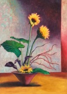 Obraz olejny Słoneczniki Ikebana 70 x 50 cm