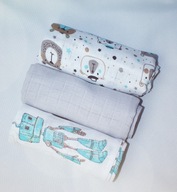 Pieluszki dla dzieci Tetrowe 70x80cm KOLOROWA 100% BAWEŁNA zestaw 3 szt