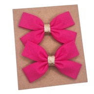 Spinki do włosów dla dziewczynki kokardki ciemna fuksja i złoto