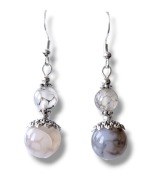 AW49 Kolczyki kamienie AGAT WĘŻOWY