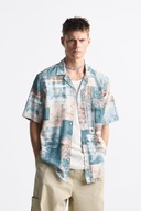 ZARA wiskozowa koszula wzorzysta relaxed fit XL