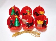 BOMBKA 3D PIES JAMNIK 6 SZT CZERWONE OZDOBY ŚWIĄTECZNE DEKORACJA CHOINKOWA