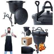 KOCIOŁEK EMALIOWANY ŻELIWNY 8L GARNEK MYŚLIWSKI WĘGIERSKI NA OGNISKO GRILL