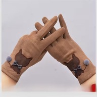 RĘKAWICZKI brąz KOTEK KOTEM CIEPŁE ZIMA POLAR EKRAN DOTYKOWY Z PALCAMI