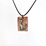 Kot. Wisior z miedzi i alpaki. Jedyny!