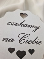 Drewniana biała tabliczka do zdjęć CZEKAMY NA CIEBIE dziecko ciąża