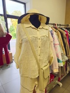 Komplet lniany beżowy Silvia Italy, r. Uni !!!