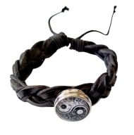 Czarna bransoletka z wymiennym klipsem, yin yang