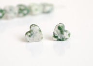Naturalny JASPIS Zielony SERDUSZKO serce 6mm 2szt