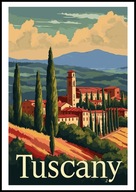 A2 KOLOROWY PLAKAT OBRAZ TOSKANIA TUSCANY WŁOCHY APENINY VINTAGE RETRO