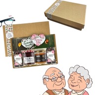 ZESTAW PREZENTOWY PREZENT NA DZIEŃ BABCI DZIADKA HERBATA MIÓD KONFITURA BOX