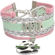 Skórzana bransoletka - Panda + zawieszka miś nr.05