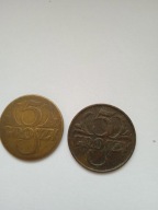 Zestaw 5 groszy 1923 r mosiądz + 5 groszy 1928 r