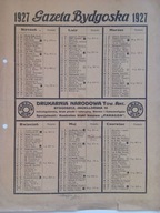 Kalendarz z "Gazeta Bydgoska" Bydgoszcz 1927