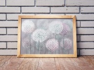 PLAKAT A3 420x297 kwiaty CZOSNEK OZDOBNY Allium pastelowy pudrowy róż mięta